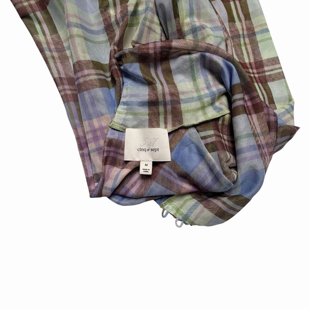 Cinq à Sept Plaid Sheer Mesh Turtleneck Top - Picture 8 of 8